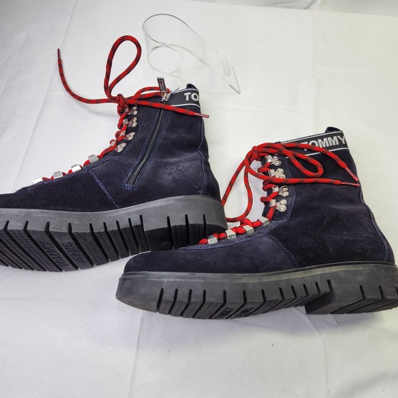 Tommy Hilfiger Women's Dark Blue Tommy Jeans Yvonne Lace-Up Ankle Boots Size 10 - Picture 4 of 12